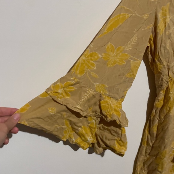 Blue Island Beach Cover Up Dress Floral Flutter‎ Sleeves Women Small - Picture 2 of 5